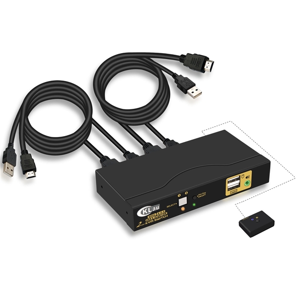 HDMI KVM USB svič CKL-62HUA-1A 2 ports HDMI 1.4a Compliant up to 4096×2160@ 60Hz DCI 4K (4K x 2K), audio, USB 2.0 hub, svič mode: wire remote / push button / hotkey / mouse, sa 2 KVM kabla 1.5m