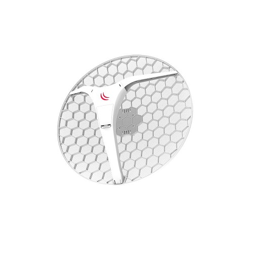 MikroTik LHG XL HP5 outdoor 300Mb/s 802.11a/n High Power link snage 630mW (28dBm) sa 27dBi / 6.4° dual polarisanom grid antenom 55cm, Nv2 TDMA, CPU 600Mhz, 64MB RAM, PoE injector +24V, težina 0.95kg, temp -40º÷70ºC, L3