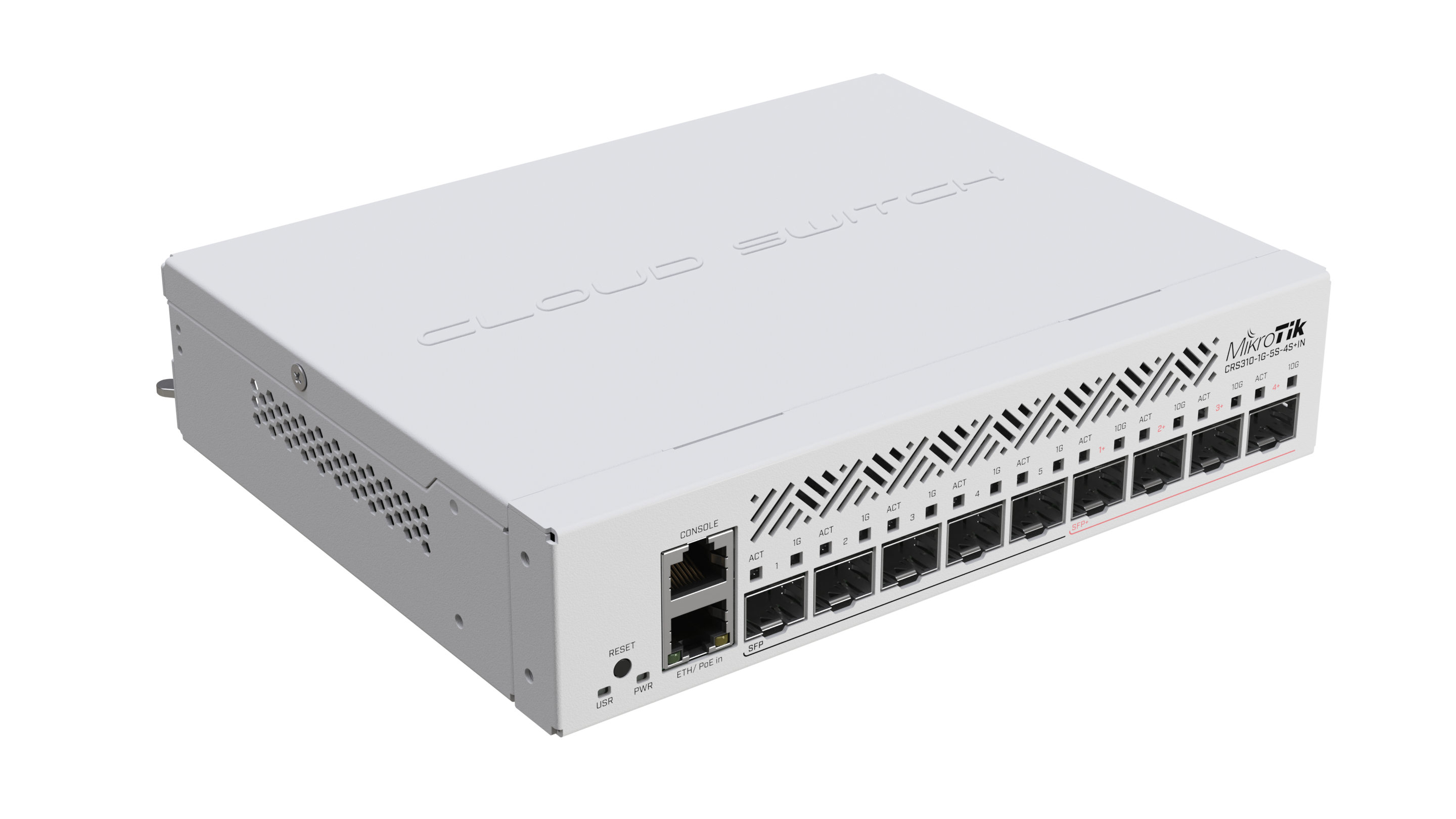 MikroTik CRS310-1G-5S-4S+IN L3 upravljiv svič 5 x SFP slotova + 4 x SFP+ slotova + Gigabit LAN, desktop / 1U rackmount, CPU 800MHz, 256MB RAM, VPN ruter / firewall, temp. -40°C÷70°C, RouterOS L5