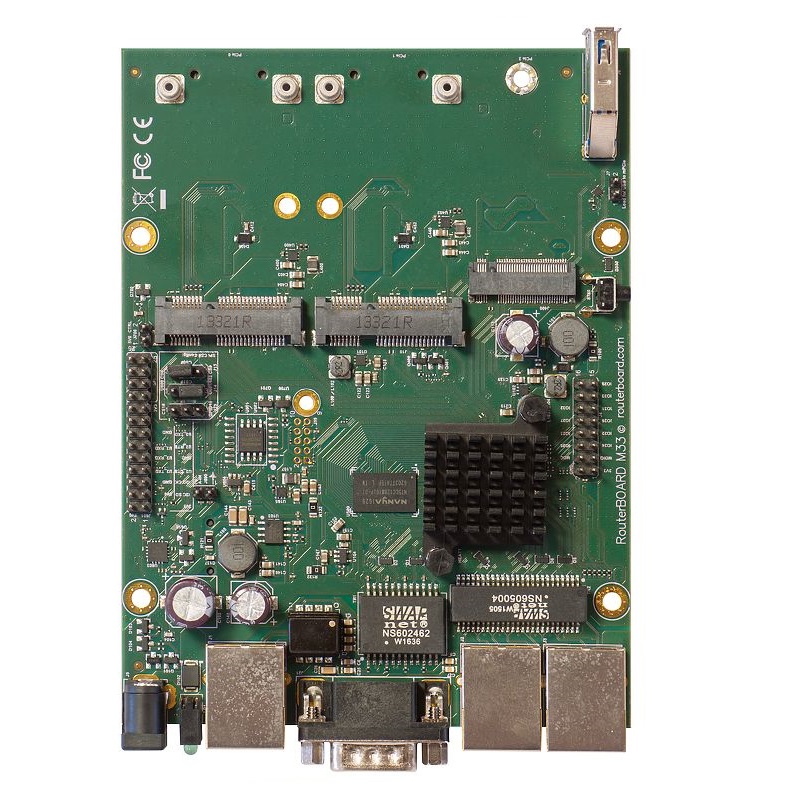 MikroTik RouterBoard RBM33G – 3 x Gigabit 10/100/1000Mb/s LAN/WAN (1xPoE in), 2 x miniPCIe (za 3G/LTE modeme ili wireless), 1xUSB (za 3G/LTE modem ili storage), CPU 880MHz, 256 MB RAM, dim. 105x150mm, RouterOS L4