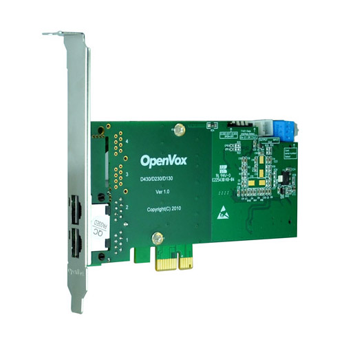 OpenVox DE230E PCI Express VoIP Asterisk kartica (low-profile) sa 2 porta E1/T1/J1/PRI/FR w/ Hardware Echo Cancellation EC2064 (do 60 B kanala)