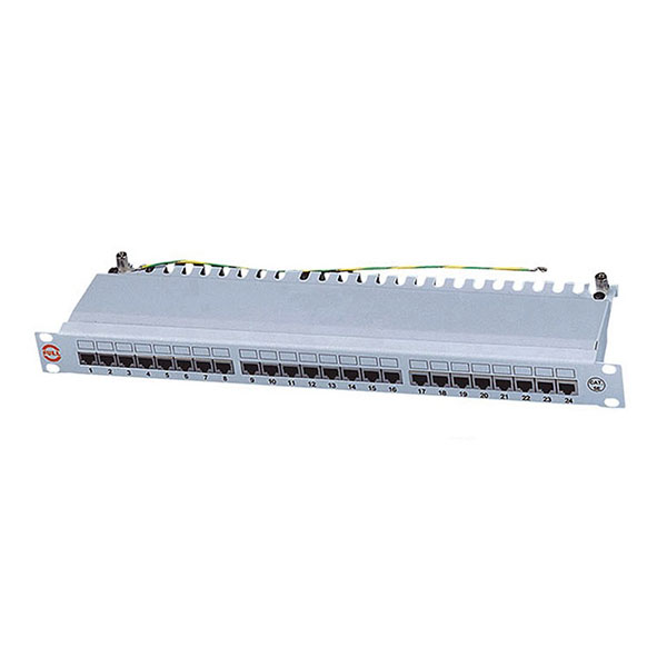 Patch panel 19"/1U sa 24 RJ-45 STP kat. 6 Fully Shielded, dual Krone LSA & 110 IDC reglete, držač kablova sa zadnje strane sa uzemljenjem (SP6-24-1U)