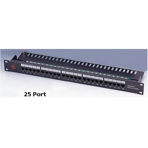 Patch panel 19"/1U sa 25 RJ-45 kat. 3, telefonski / ISDN, držač kablova sa zadnje strane, Krone LSA reglete (fiksni portovi)