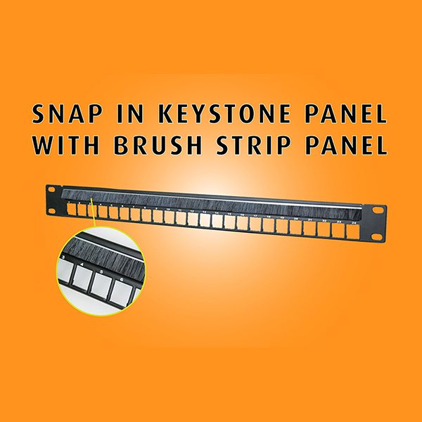 Patch panel modularni 19"/1U sa 24 slota za UTP module sa četkicama i prorezom za vođenje kablova sa zadnje strane (Full P-002HF-24-BR) – bez modula