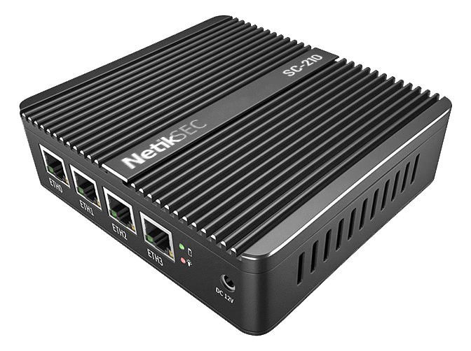 pfSense based SC-210 Firewall / IPS / UTM - 4 x 1GbE LAN/WAN, Intel J4125 quad-core 9thGen 64bit do 2.7GHz, 4GB DDR4, 64GB SSD, VPN IPsec hw acceler, anti-virus, L7 app&web filter, load balance, traffic shape, HDMI-VGA