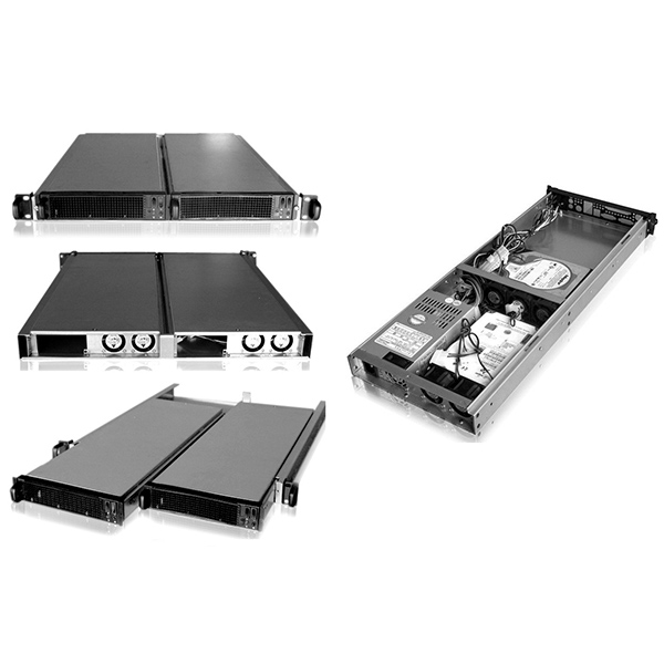 Rack-mount 1U/19" kućište, Dual Mini-ITX 17x17cm MB format, 2 x USB 2.0, 8 ventilatora 40mm, 4 x interna mesta za 3.5" disk ili 8 x 2.5" disk, prihvata 1U napajanja do 250W, dubina 550mm (NI-M550)