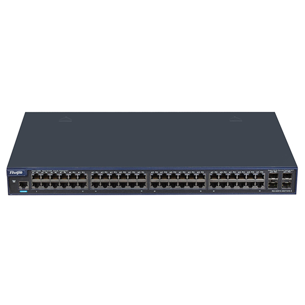 Ruijie RG-S2910-48GT4XS-E L3 svič, 48xGE + 4x10G SFP/SFP+, kapacitet 132Mpps, RIP, VRRP i RLDP, ERPS (G.8032), Network Virtualization (VSU) do 9 članova steka, Dynamic Network Protection (CPP/NFPP), EEE 802.3az