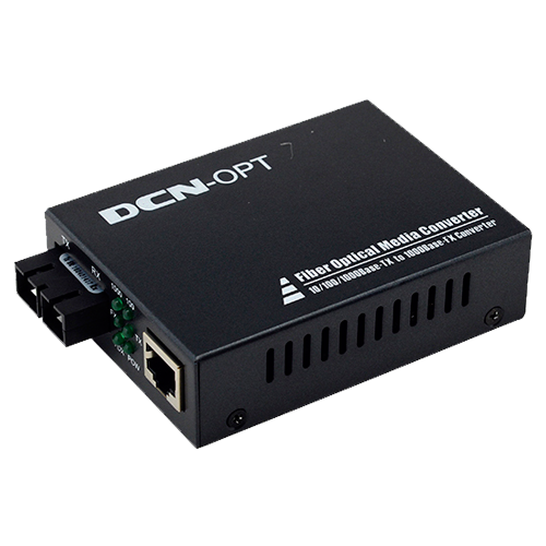 DCN Gigabit Ethernet 10/100/1000Mb/s Fiber single-mode konverter dometa do 80km, Jumbo Frame 10K, LFP funkcija, 802.3u/802.3ab, SC konektori (DCN-OPT-MC-2200S80)