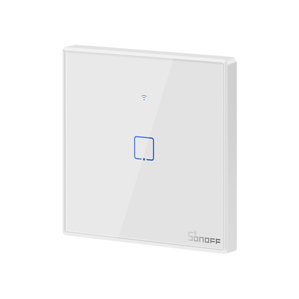 SONOFF T2-TX smart-home zidni prekidač jednostruki, belo staklo sa LED indikacijom, 86x86mm, RF 433MHz & WiFi 2.4GHz kontrola, timer i smart scenarija, besplatna eWeLink app, AmazonAlexa / Google Assistant & Nest /IFTTT