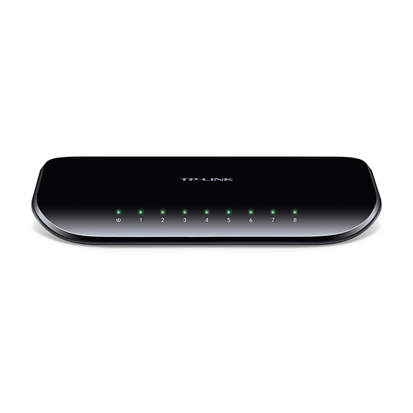 TP-Link TL-SG1008D 8-port Gigabit 10/100/1000Mb/s desktop svič, non-blocking architecture full wire-speed 16Gb/s capacity, 802.3x flow control, 15K jumbo frame, auto-uplink every port, eco energy-efficient max. 4W