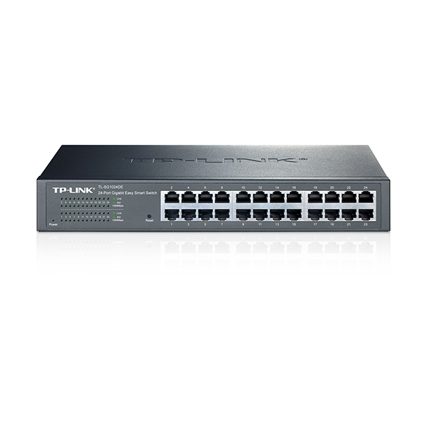 TP-Link TL-SG1024DE EasySmart upravljiv svič 24-port Gigabit 10/100/1000Mb/s desktop/ 19" rack, VLAN 802.1Q /MTU/Port, QoS 802.1p priority, Rate limit, IGMP, Link Aggregation, Jumbo frame, Central management utility, Eco