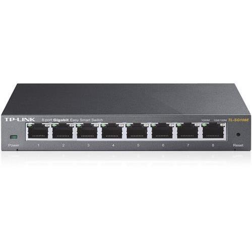 TP-Link TL-SG108E EasySmart upravljiv svič 8-port Gigabit 10/100/1000Mb/s, VLAN 802.1Q /MTU/Port, QoS 802.1p priority, Rate limit, IGMP Snoop, Link Aggregation, 16K jumbo frame, Central management utility, Eco-efficient