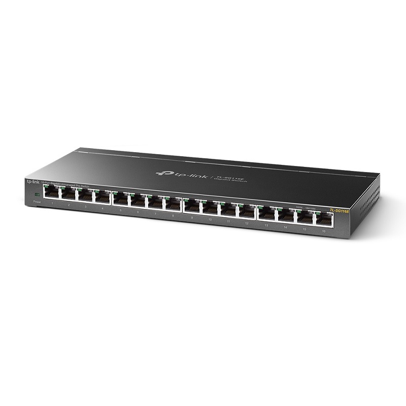 TP-Link TL-SG116E EasySmart upravljiv svič 16-port Gigabit 10/100/1000Mb/s, VLAN 802.1Q /MTU/Port, QoS 802.1p priority, Rate limit, IGMP Snoop, Link Aggregation, Central management utility, Eco-efficient